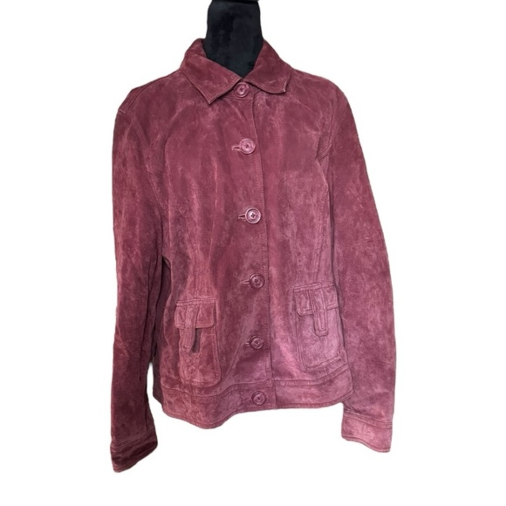Vintage CHEROKEE Suede Jacket Women’s S Mauve Leather‎ Button Up Lined Pockets L